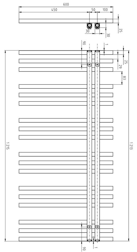 Sapho Sophina radiator mat wit 60x121.5cm 623W