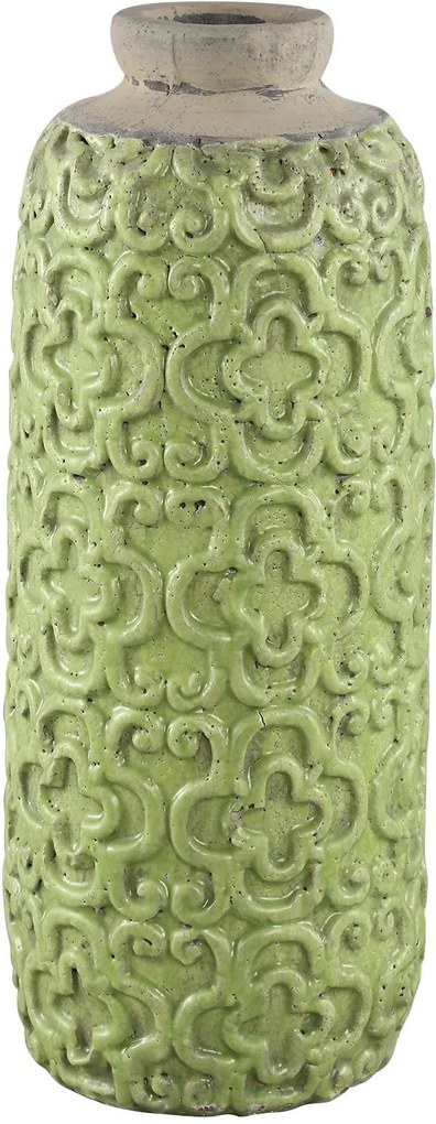PTMD Collection | Vaas Timme lengte 18.5 cm x breedte 18.5 cm x hoogte 48.5 cm groen vazen keramiek vazen & bloempotten | NADUVI outlet