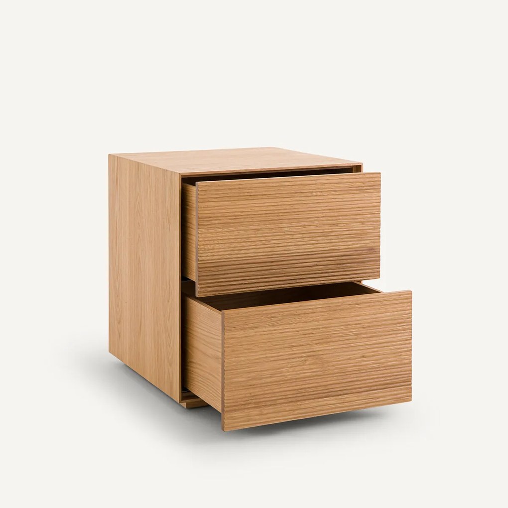 Bureaukast met 2 laden, eikenhout en fineer Mikube