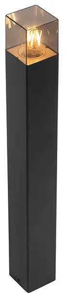 Staande buitenlamp zwart 70 cm IP44 met smoke glass - Denmark
