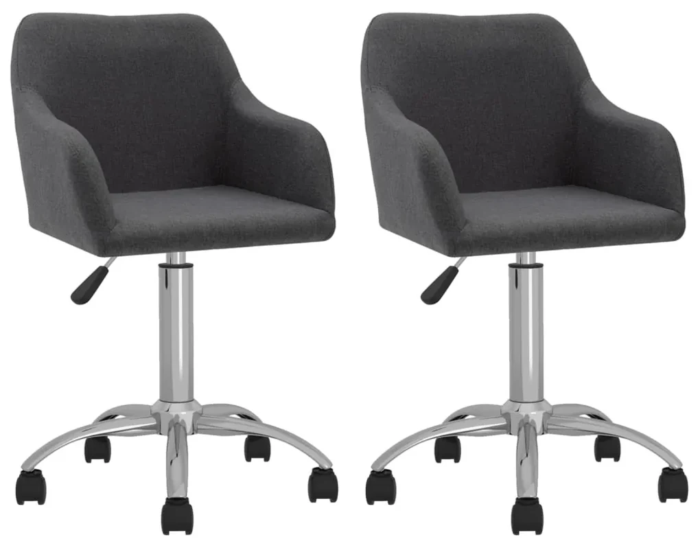 vidaXL Eetkamerstoelen draaibaar 2 st stof donkergrijs