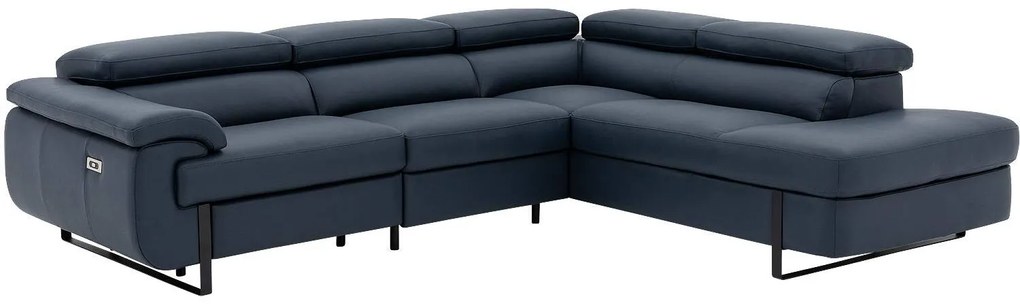 Goossens Excellent Relaxbank Lorenzo Met Verstelbare Hoofdsteunen blauw, leer, modern design