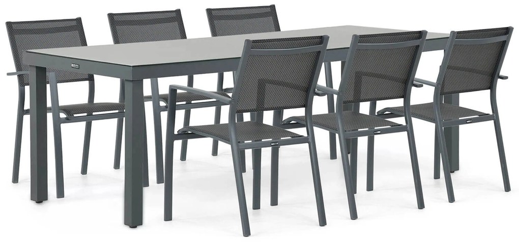 Tuinset 6 personen 220 cm Aluminium/textileen Grijs Lifestyle Garden Furniture Sella/Porto