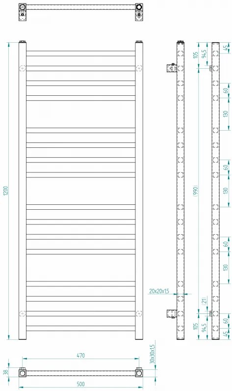 Sapho Metro radiator chroom 50x120cm 347W