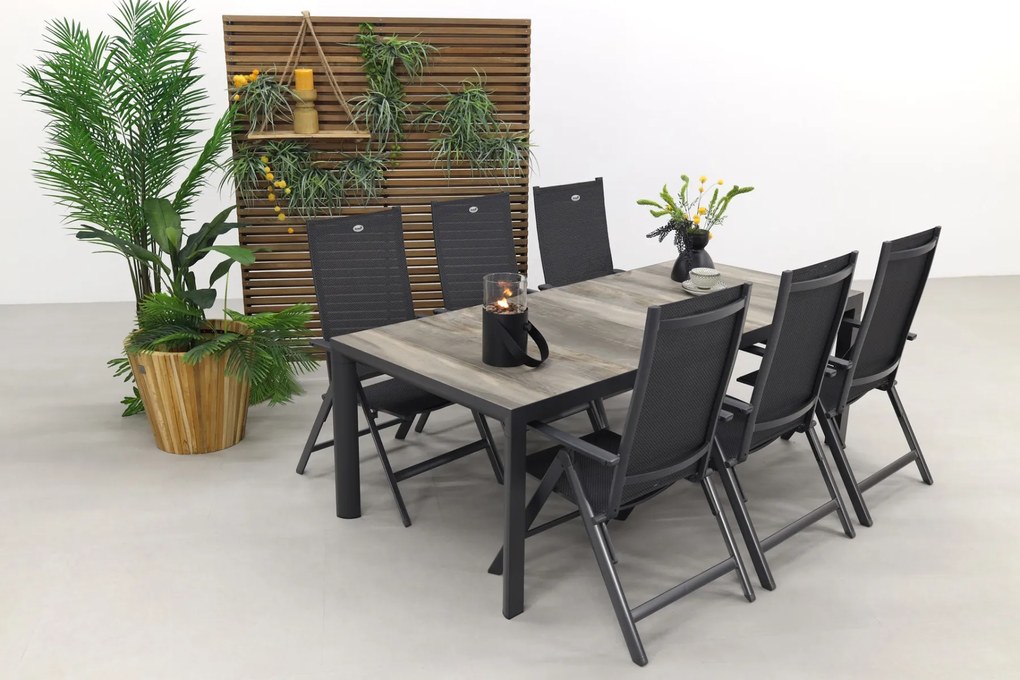 Hartman Napoli/Kings verstelbare tuinset antraciet - 220x100 cm. - Keramiek tafelblad