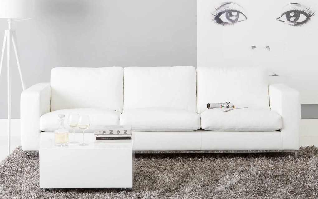 Goossens Excellent Bank Massimo wit, leer, 4-zits, urban industrieel