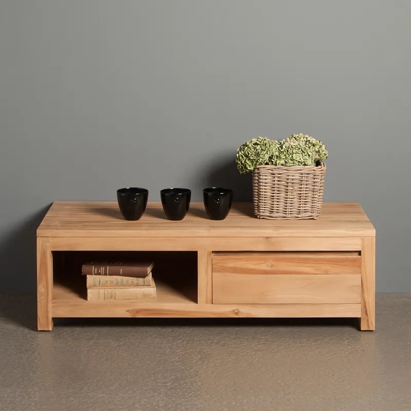 Laag Tv-meubel Teak - 1 Lade - 120cm - 120x50x37cm.