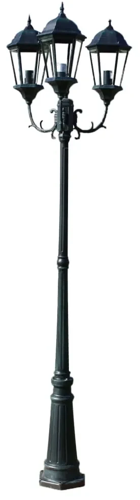 vidaXL Tuinlantaarn Brighton 3-arms 230 cm donkergroen/zwart