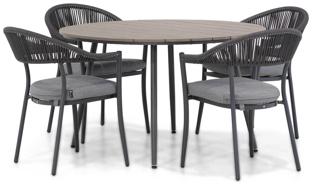 Tuinset Ronde Tuintafel 4 personen 125 cm Rope Grijs Santika Furniture Santika