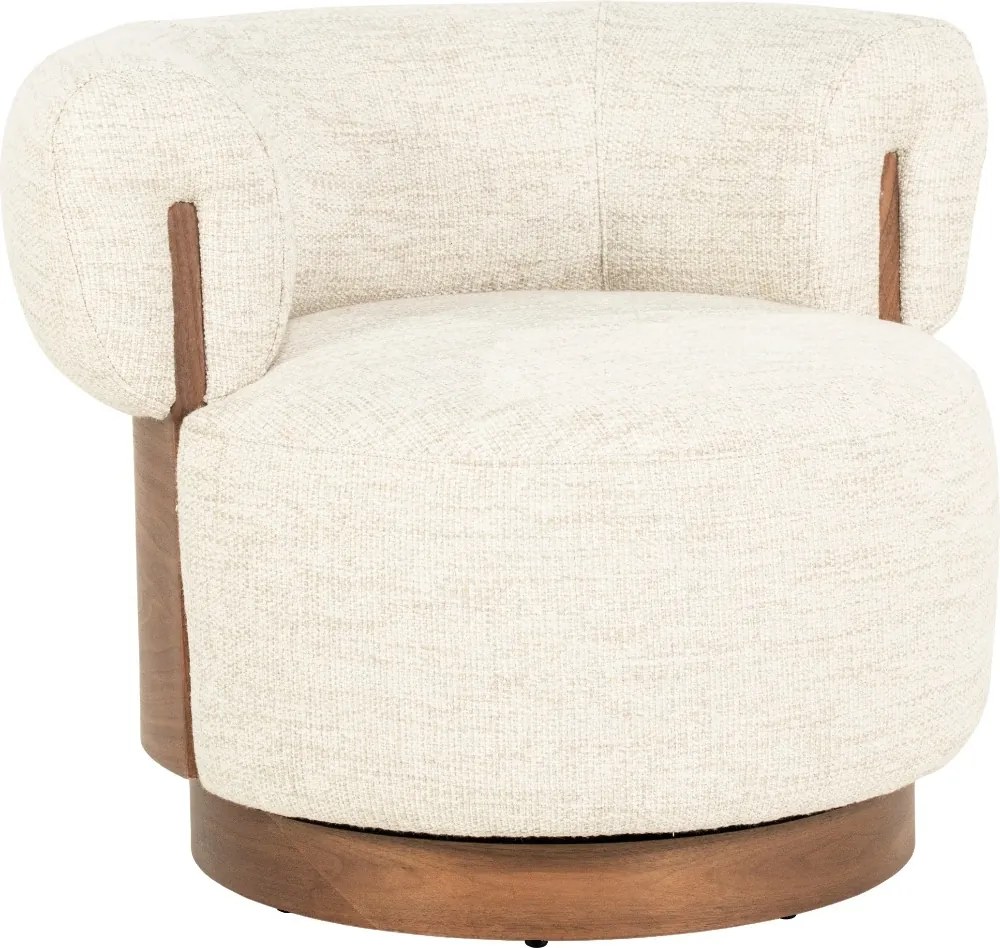 Fauteuil Met Hout Draaibaar Beige