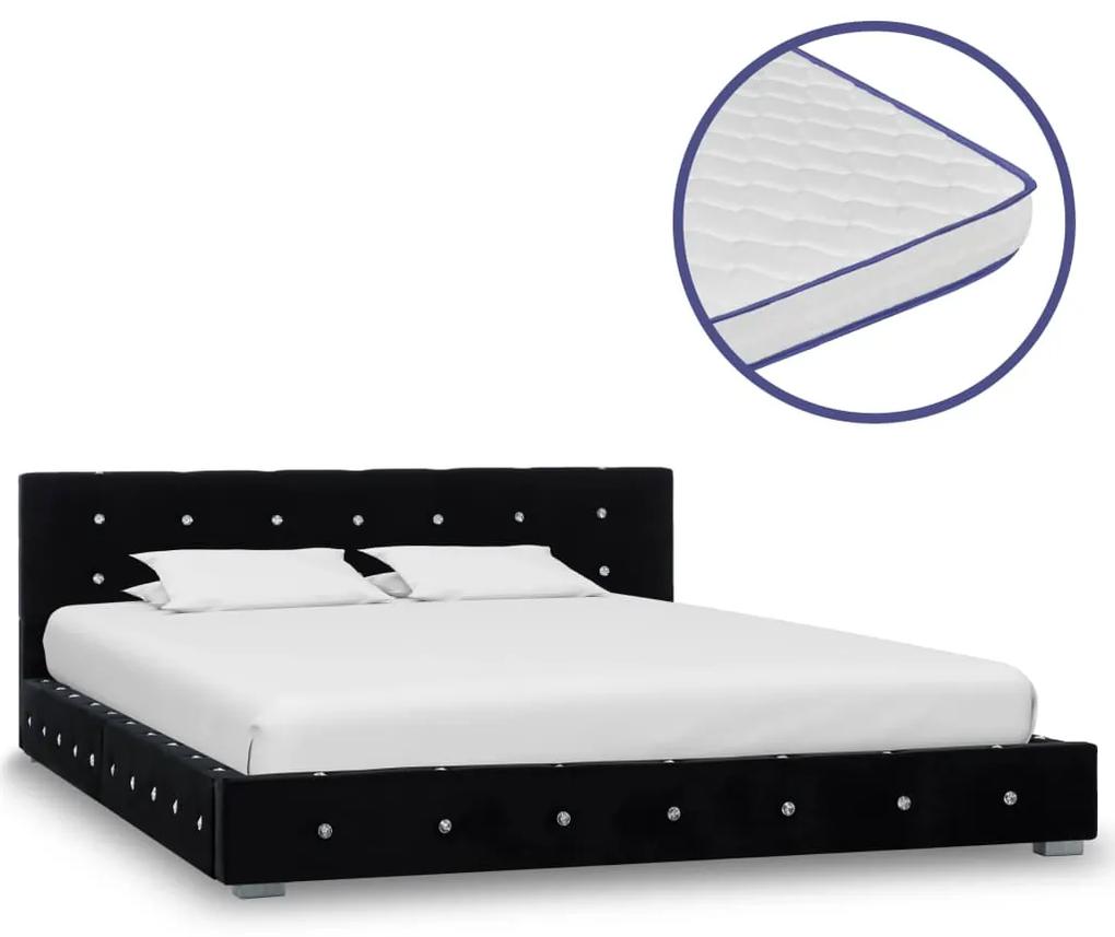 vidaXL Bed met traagschuim matras fluweel zwart 140x200 cm