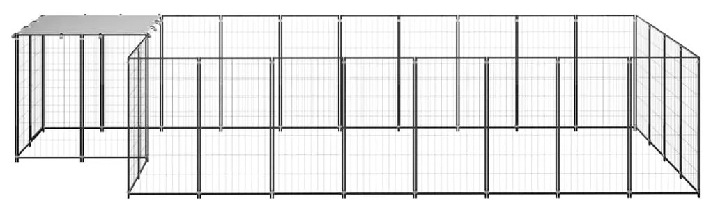 vidaXL Hondenkennel 10,89 m² staal zwart