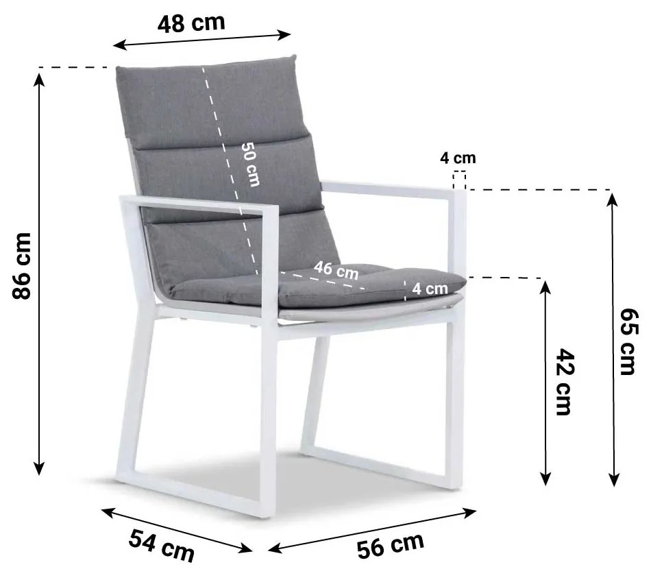 Tuinset 6 personen 220 cm Textileen Wit Lifestyle Garden Furniture Treviso/Concept