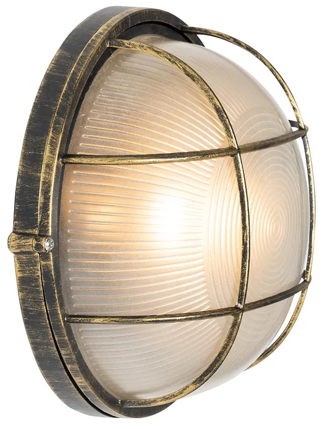Industriële buitenwandlamp antiek goud IP44 - Hanneke