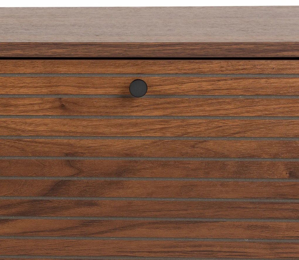 Walnoot Tv-meubel Met Strepen - 110x40x50cm.