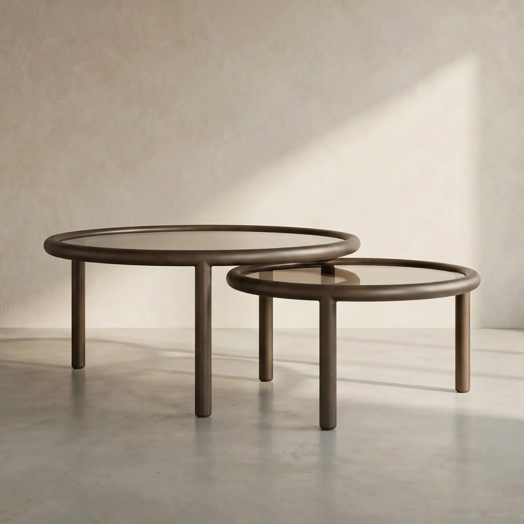 Set Van 2 Ronde Salontafels - 60 X 60cm.