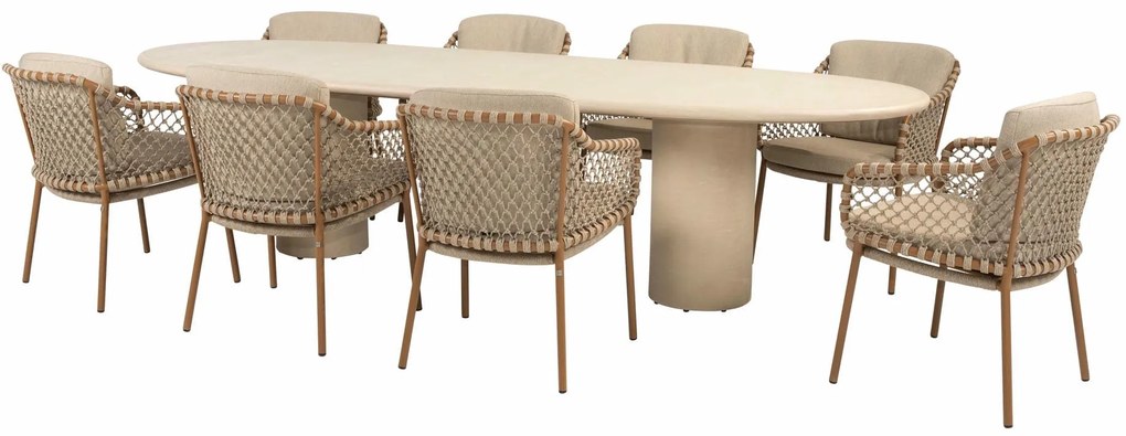 4 Seasons Outdoor Martinique tuinset met Hampton tafel 300 cm Tuinstoel   beige weerbestendig