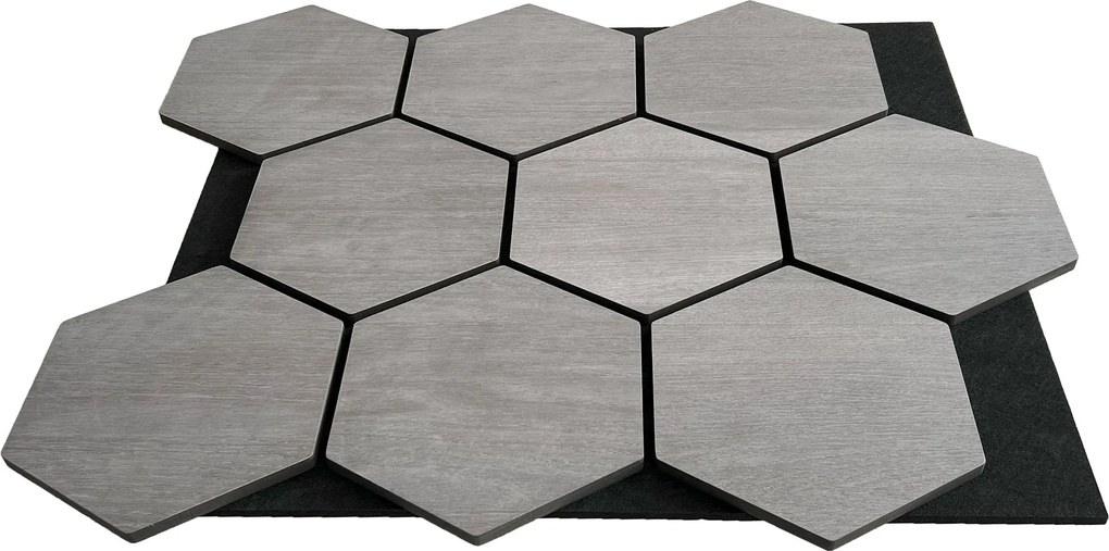 Hexagon Panel Grijs Walnoot 81CM | Akoestisch | Wanddecor | Zeshoekig