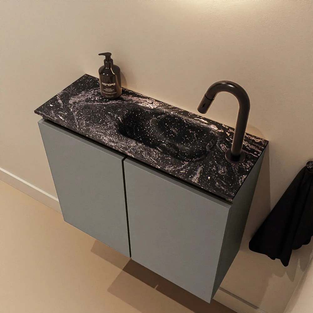 Mondiaz Ture DLux toiletmeubel 60cm smoke met wastafel lava rechts met kraangat