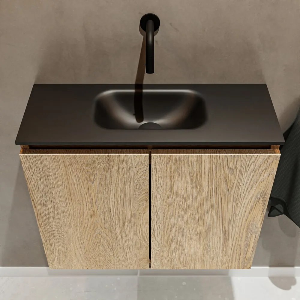 Mondiaz Ture 60cm toiletmeubel washed oak met wastafel urban midden geen kraangat