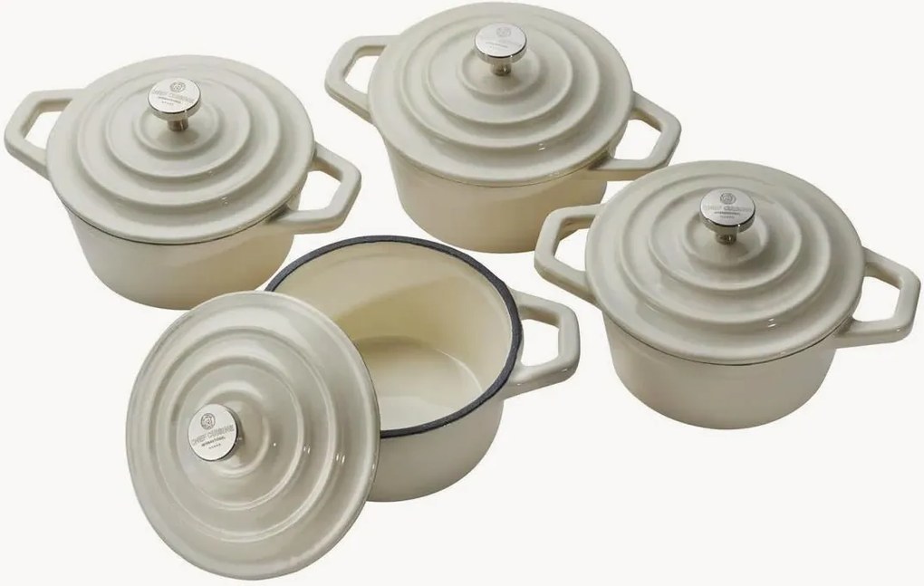 Mini cocottes Cili van gietijzer, 4 stuks