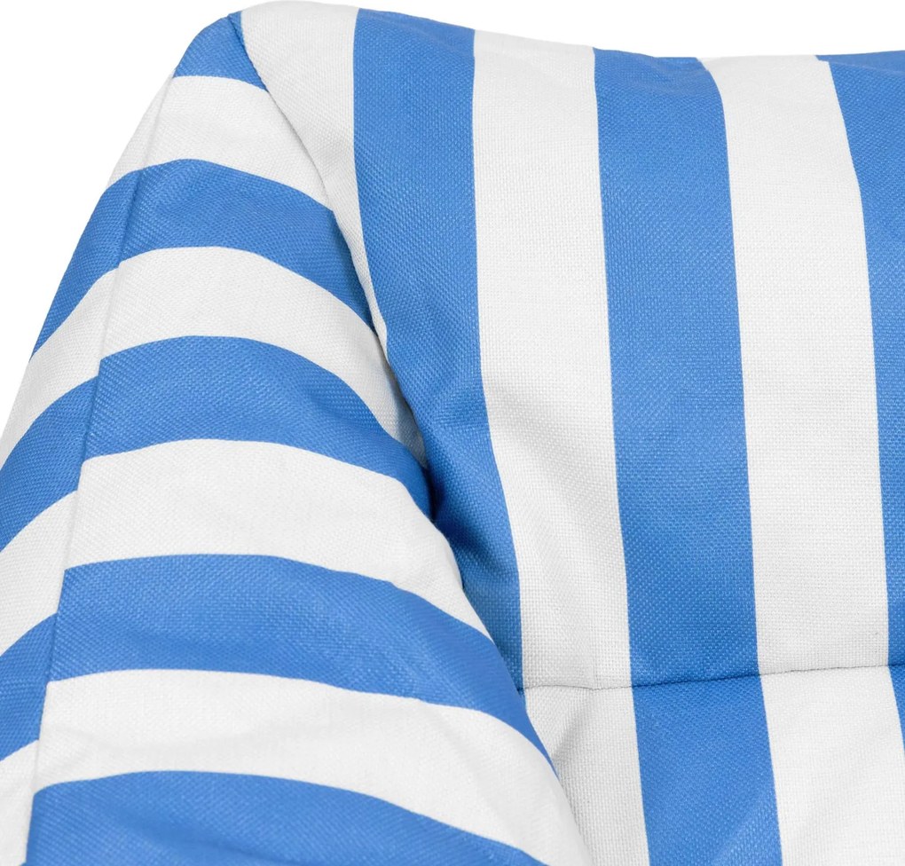 Natalia Outdoor Zitzak Stoel Woven + Poef - Kobaltblauw/Wit