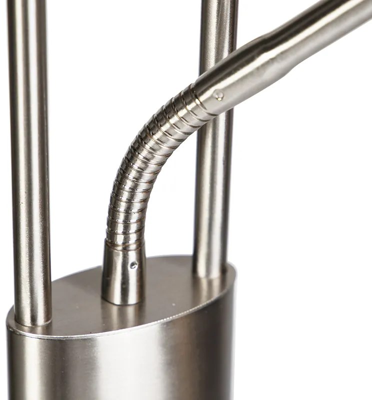 Moderne vloerlamp staal en glas incl. LED met leesarm - Divine