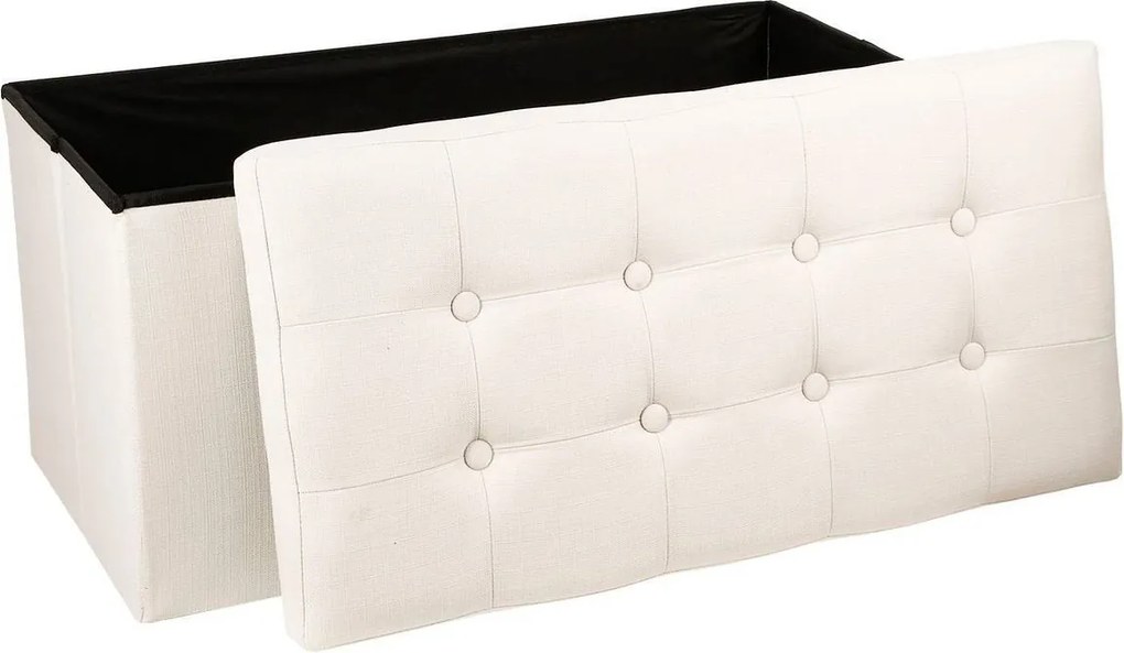 Atmosphera beige Opvouwbare Dubbele Poef Lysandre - Met MDF Deksel