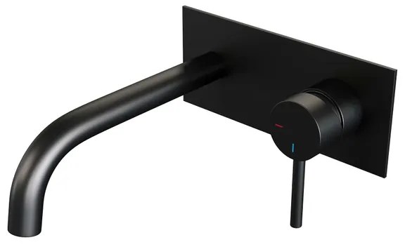 Brauer Black Edition Wastafelmengkraan inbouw - gebogen uitloop links - hendel lang smal - afdekplaat - model A 1 - mat zwart 5-S-004-B2