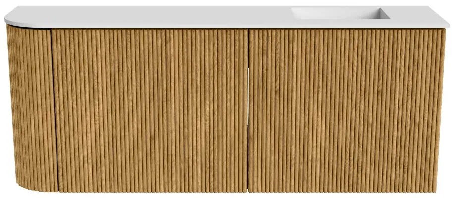 Mondiaz Joya 100cm toiletmeubel ronding links oak met wastafel faye rechts zonder kraangat talc