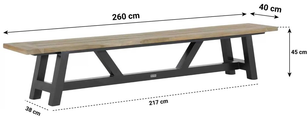 Tuinset 6 personen 260 cm Aluminium/textileen Grijs Lifestyle Garden Furniture Brandon/Trente