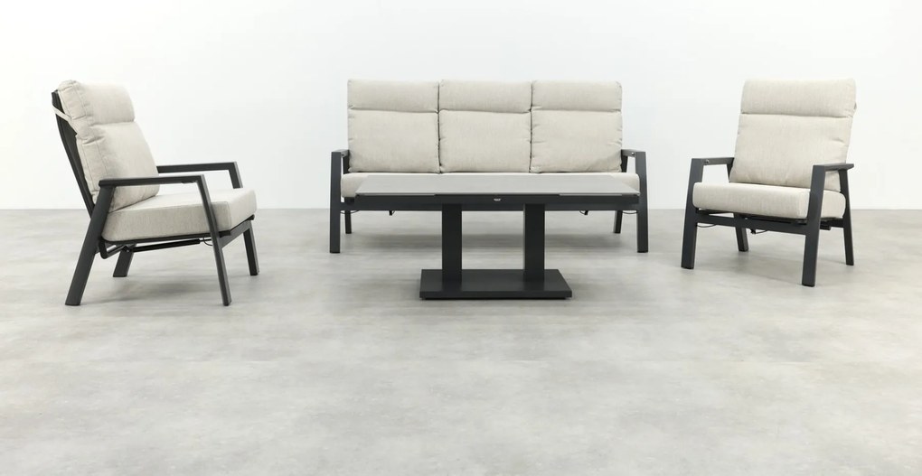 Lagos/Milford verstelbare 5-zits stoel-bank loungeset - antraciet