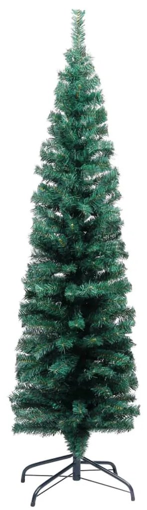 vidaXL Kunstkerstboom met LED's en kerstballen smal 120 cm groen