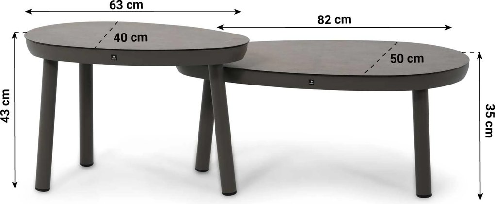 Stoel en Bank Loungeset 4 personen Aluminium Taupe Apple Bee Pine