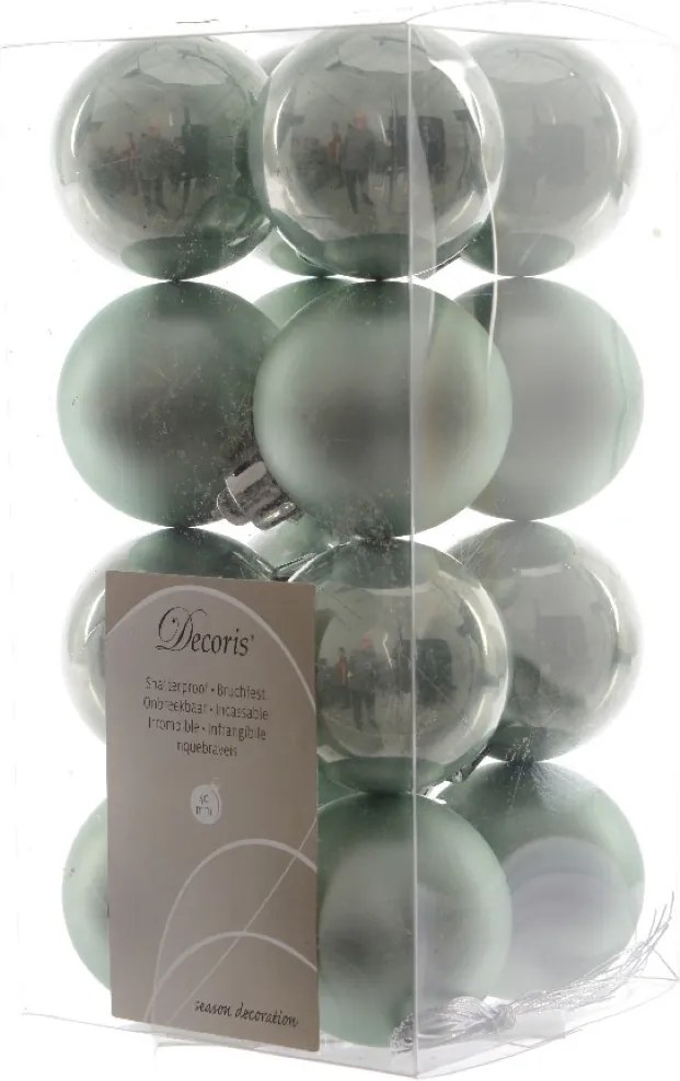 Kerstbal plastic glans-mat 40mm eucalyptus KSD