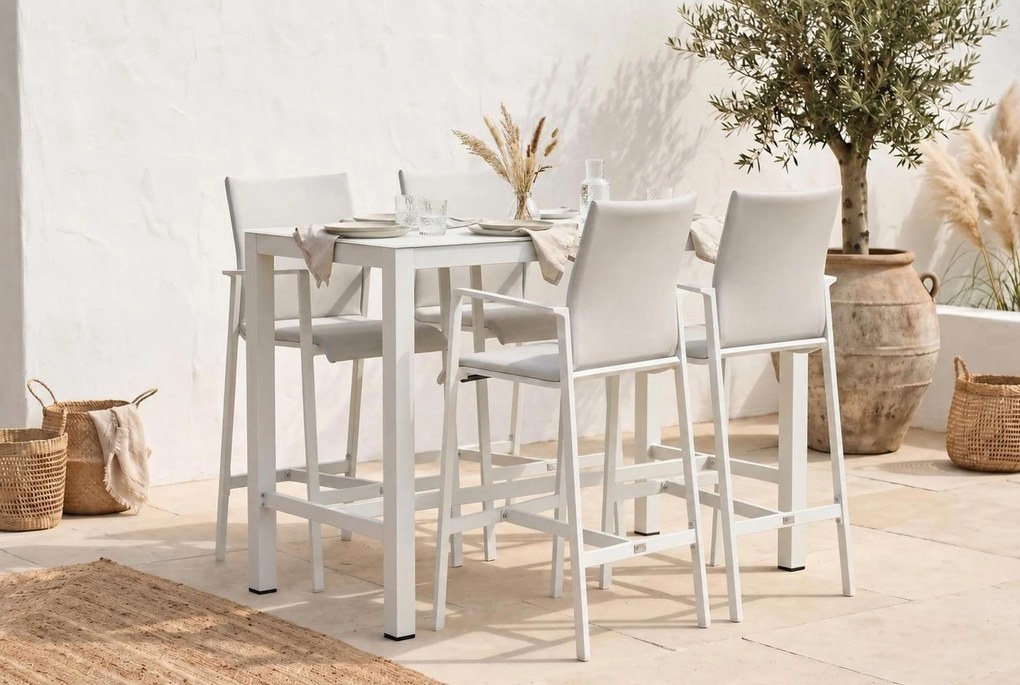 Barset 4 personen Aluminium/Outdoor textiel Wit Lifestyle Garden Furniture Rome/Brandon