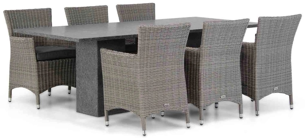 Tuinset 6 personen 220 cm Wicker Grijs Garden Collections Dublin/Graniet