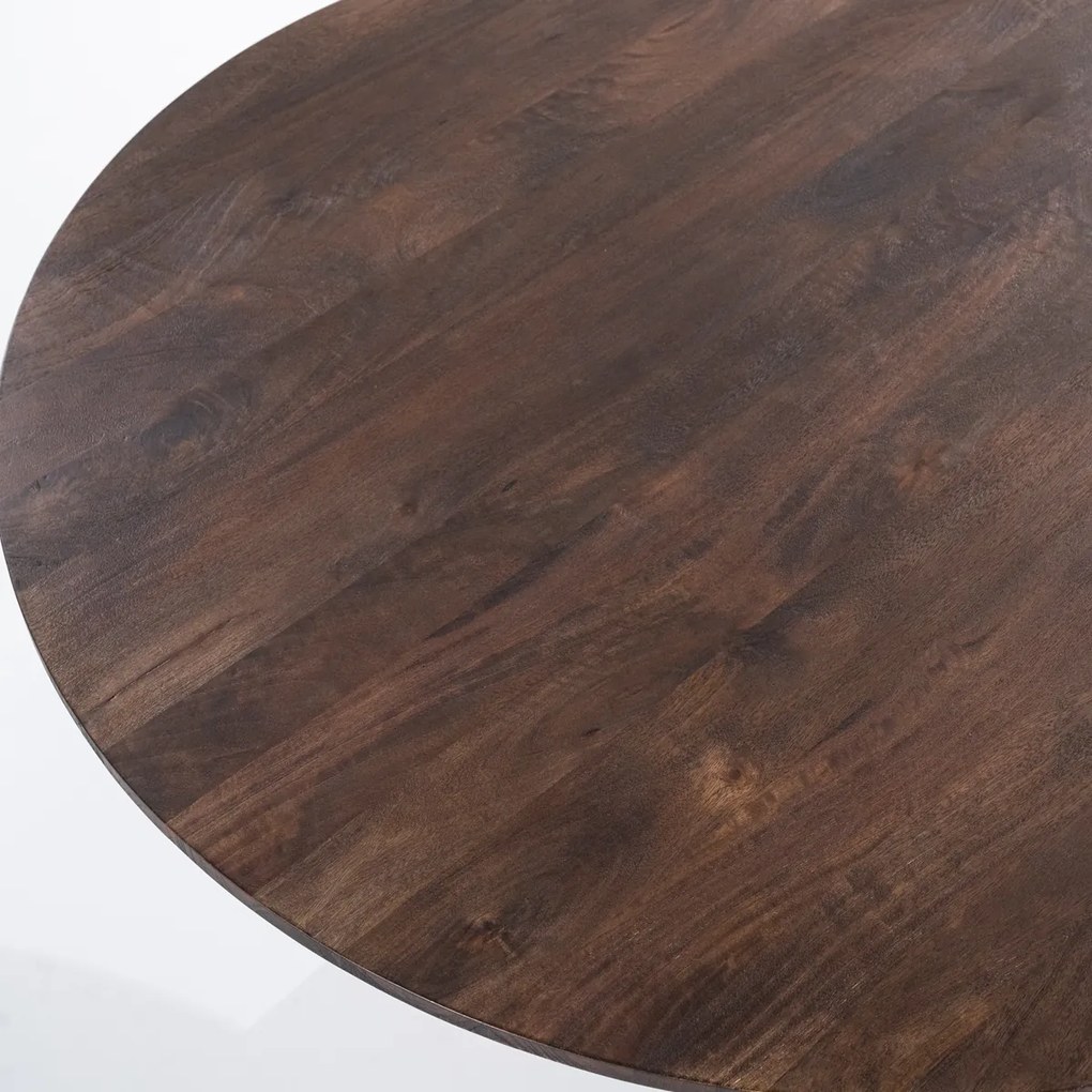 Donkerbruine Eettafel Rond 130 Cm - 130 X 130cm.