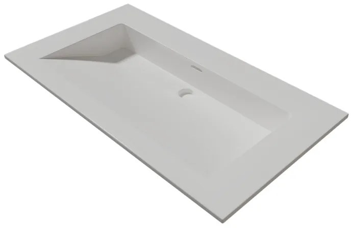 Lambini Designs Flora solid surface wastafel 80cm zonder kraangat wit mat