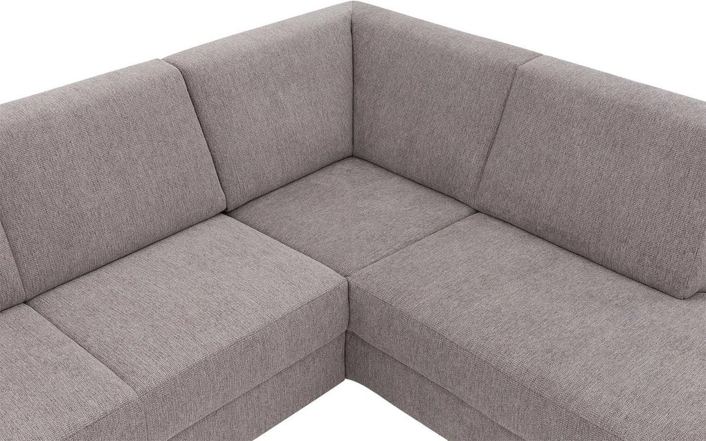 Goossens Basic Hoekbank Helsinki Incl. Hoofdsteun bruin, stof, 2-zits, modern design met ligelement rechts