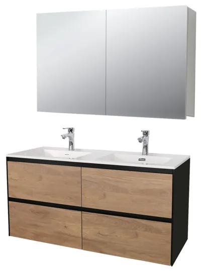 Adema Industrial badmeubel 120x45.5cm met spiegelkast hout/zwart