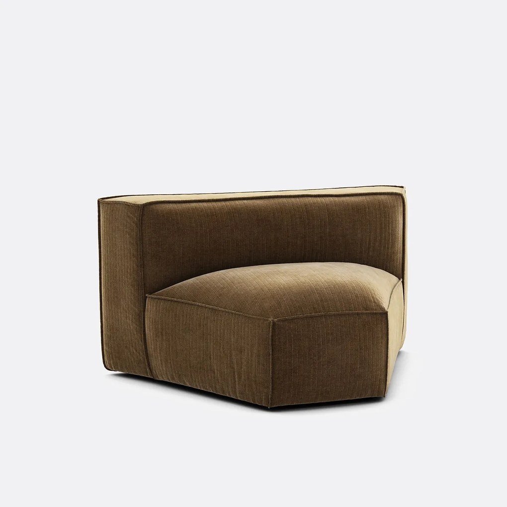 Open hoekelement voor modulaire bank, in vintage ribfluweel, SEVEN