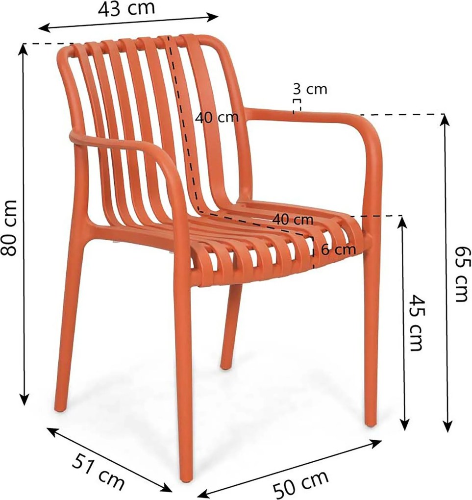 Tuinset 6 personen 150 cm Kunststof Oranje Domani Furniture Alba/Arancia
