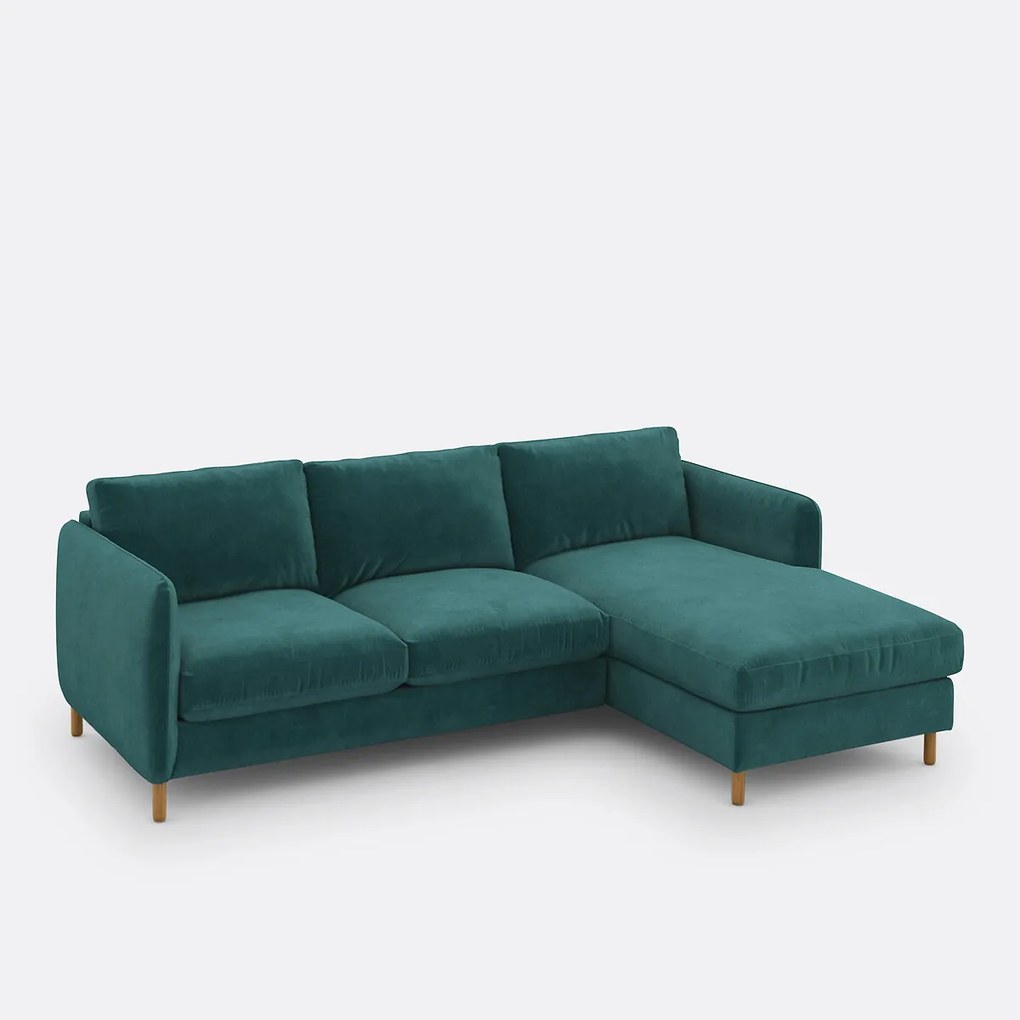 4-zits hoekbank rechts in fluweel, LOMÉO