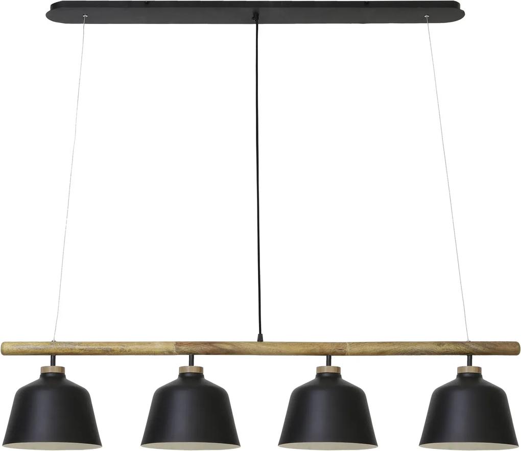 Hanglamp 4L 132x25x30 cm BANU hout zwart
