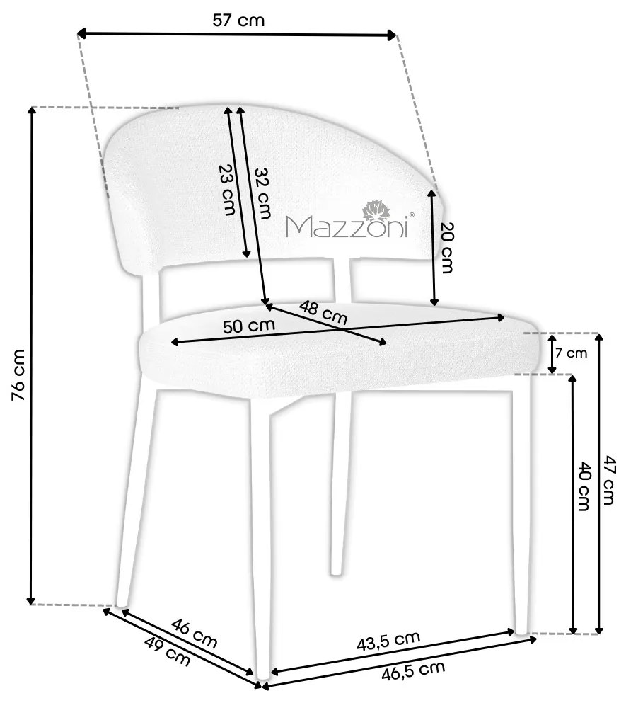 IRIS Grijs (stof Monza 120) - MODERNE GESTOFFEERDE STOEL VOOR WOONKAMER/EETKAMER LOFT