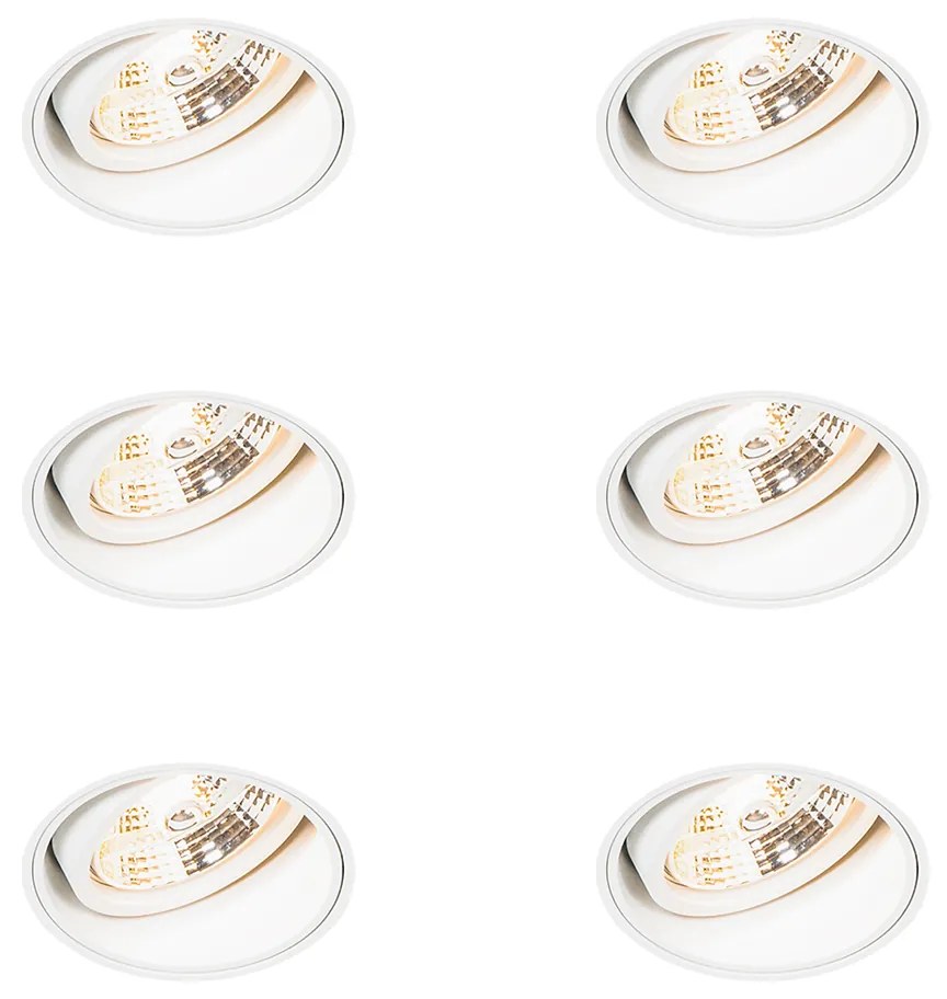 Set van 6 Moderne inbouwspot wit trimless - Impact 70