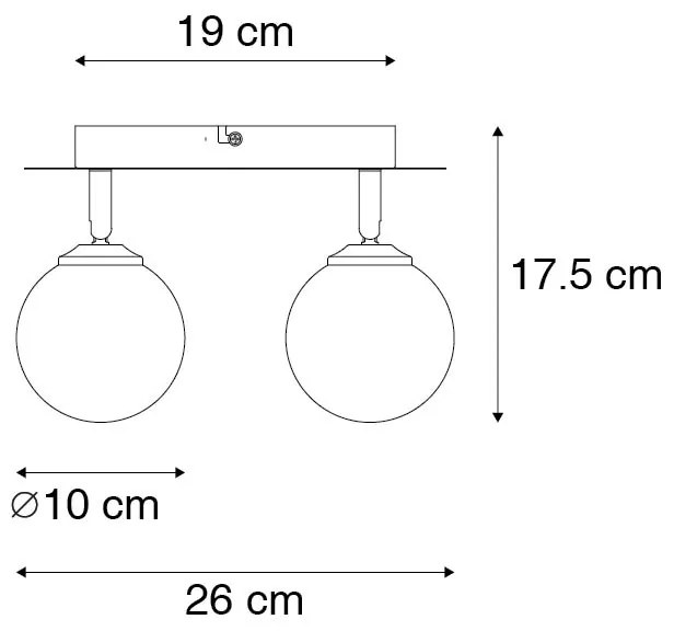 Moderne spot zwart met smoke glass 2-lichts - Athens