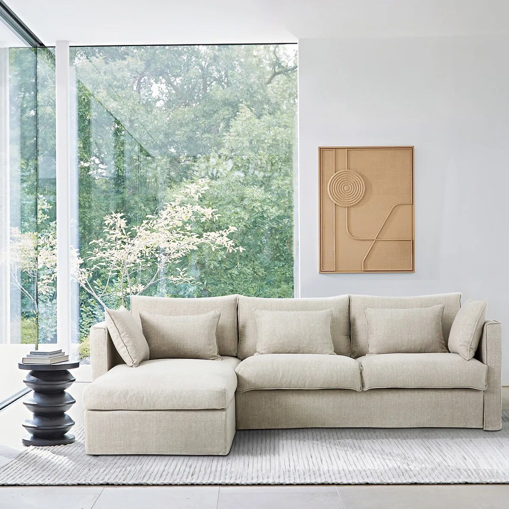 Omkeerbare en omvormbare hoekbank van katoen en linnen, Camille