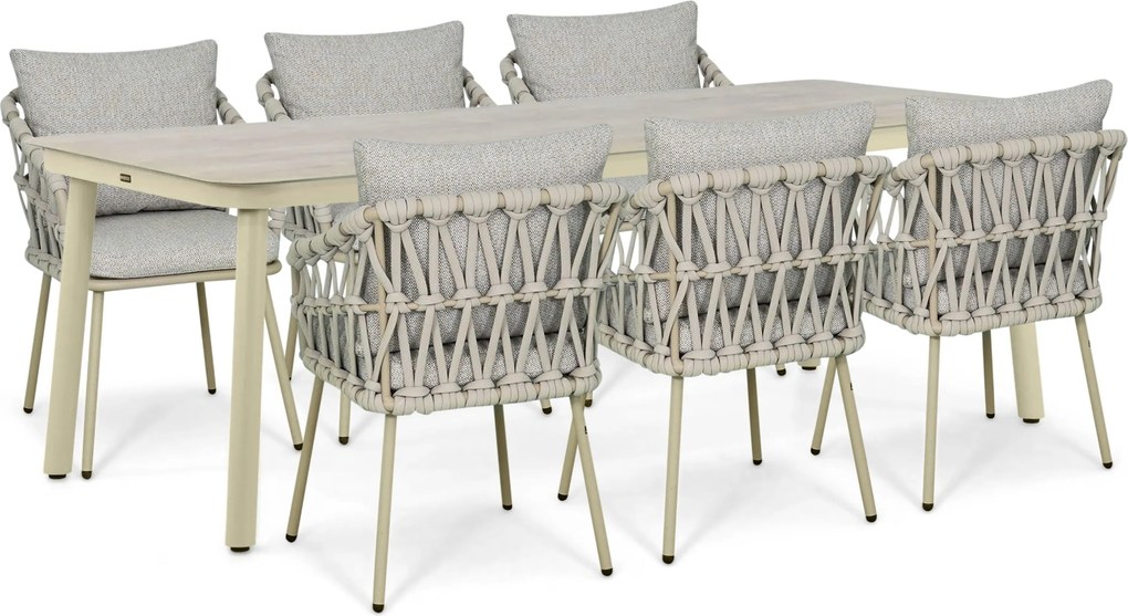 Tuinset 6 personen 220 cm Rope Zand/Beige Coco Oliva/Tavano